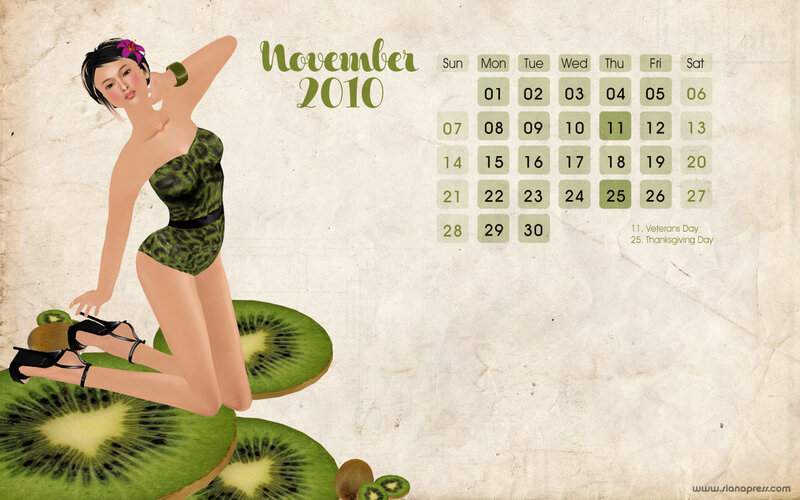 November 2010 calendar with woman