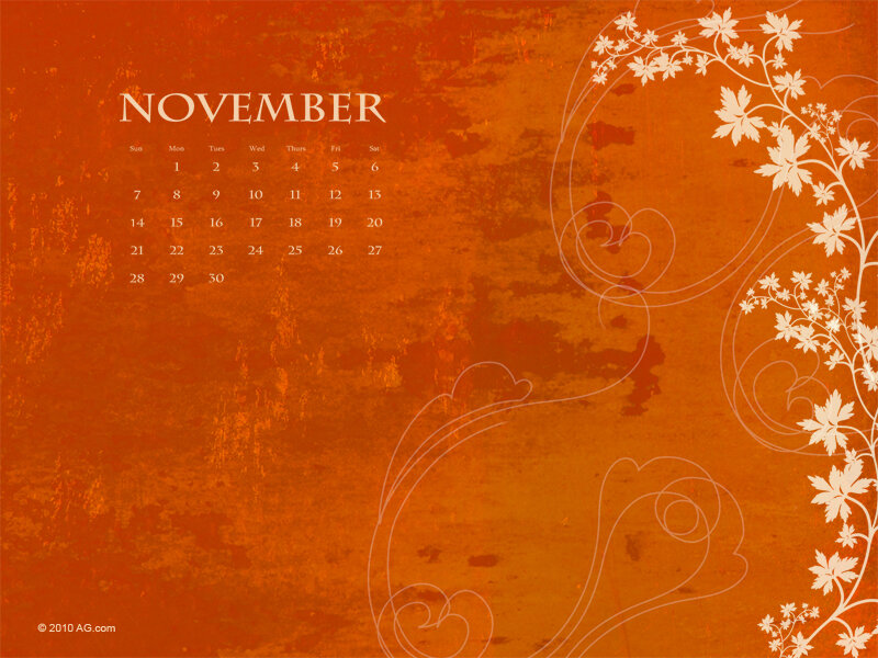 November Calendar with Floral Design