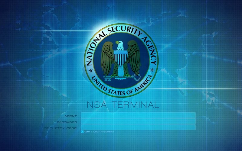 NSA Terminal Login Screen — Blue