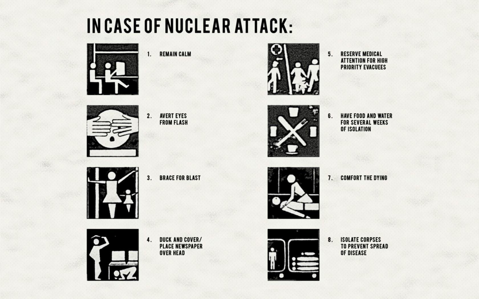 Nuclear attack instructions