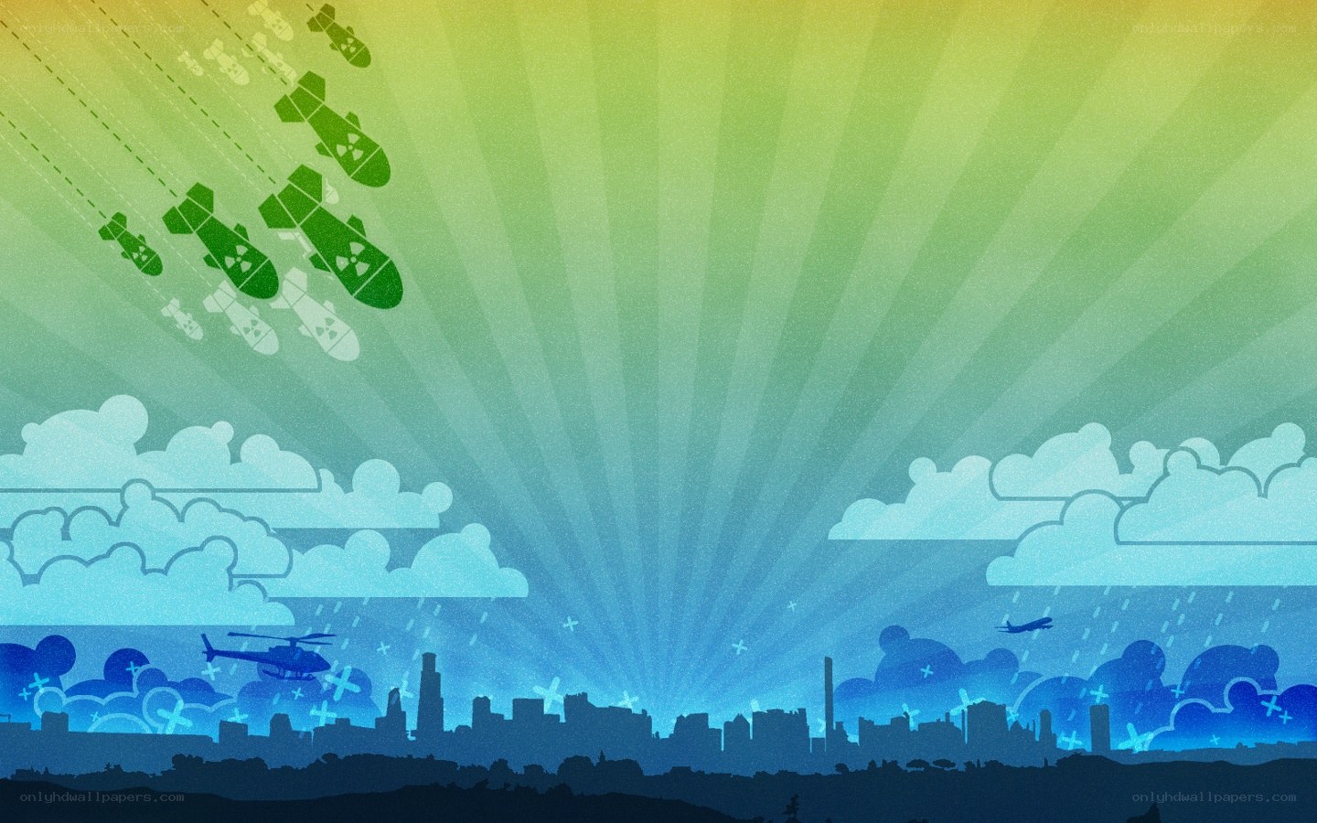 Nuclear Bombs Over City
