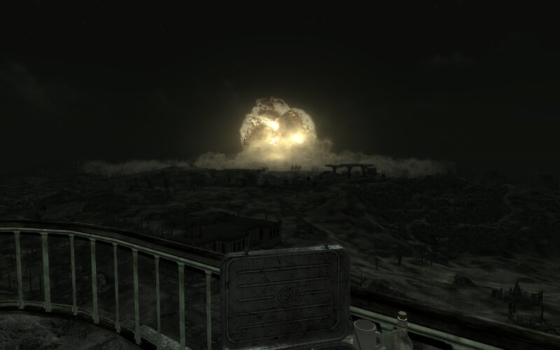 Nuclear Explosion in Desert — Black
