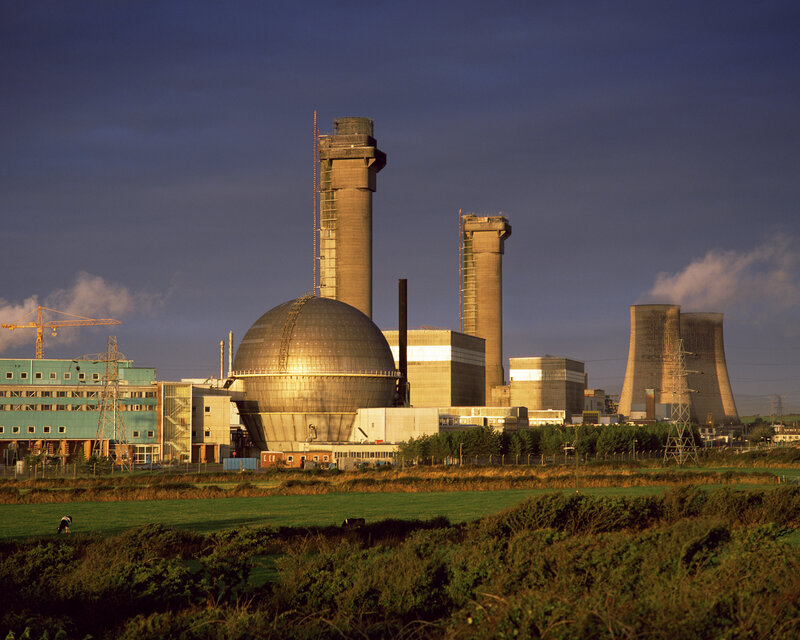 Nuclear power plant at dusk