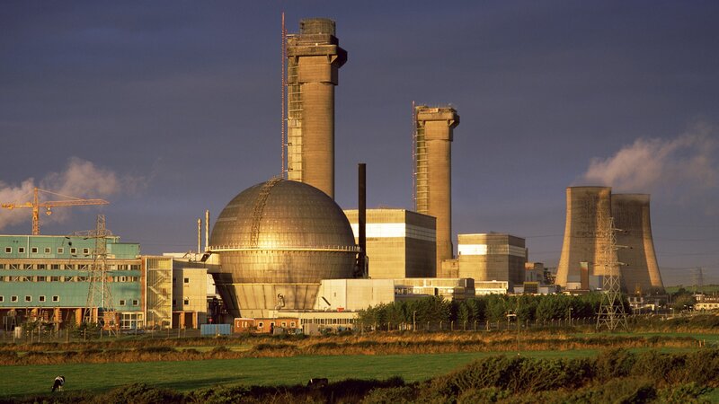 Nuclear power plant at dusk