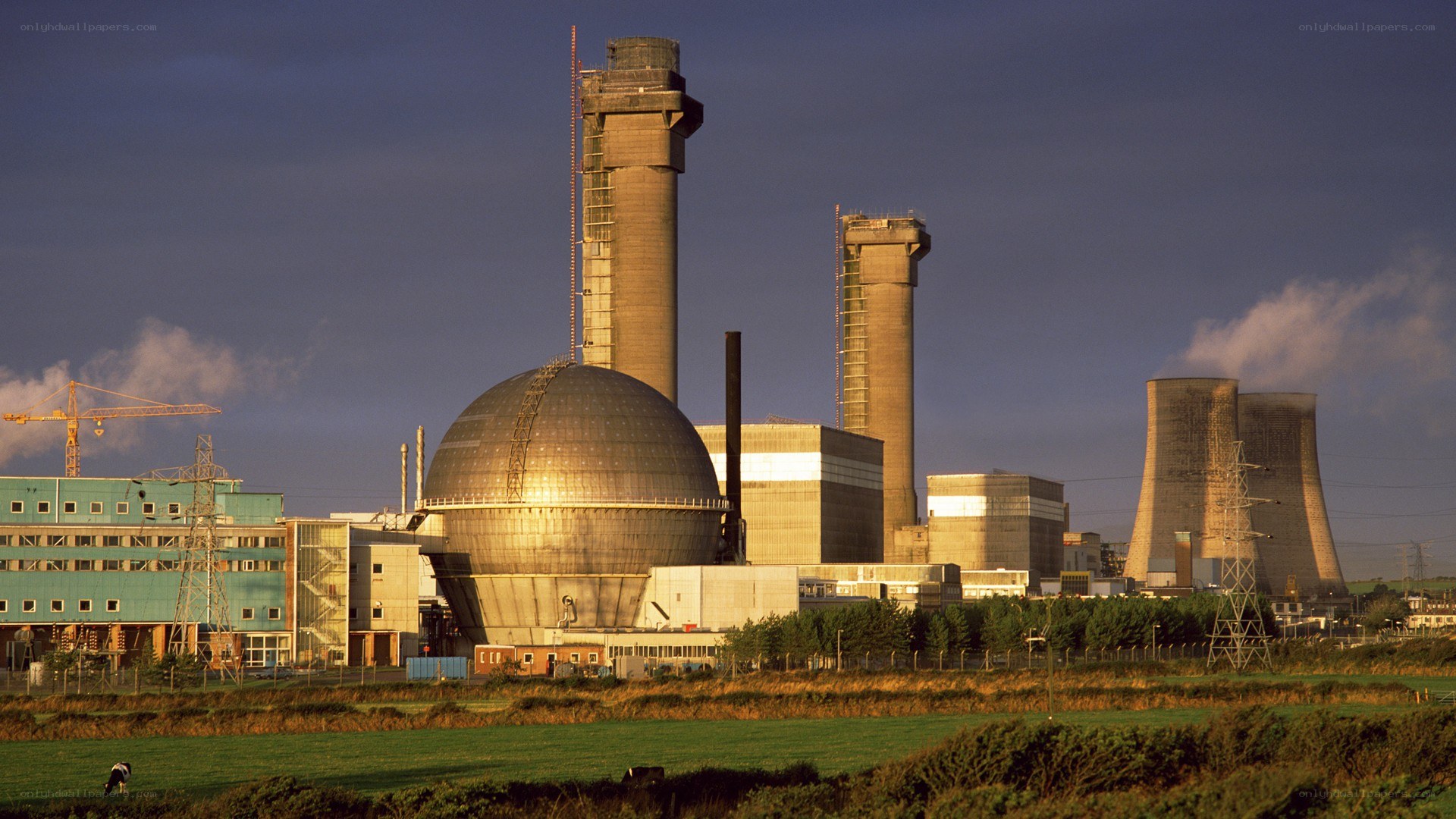 Nuclear power plant at dusk