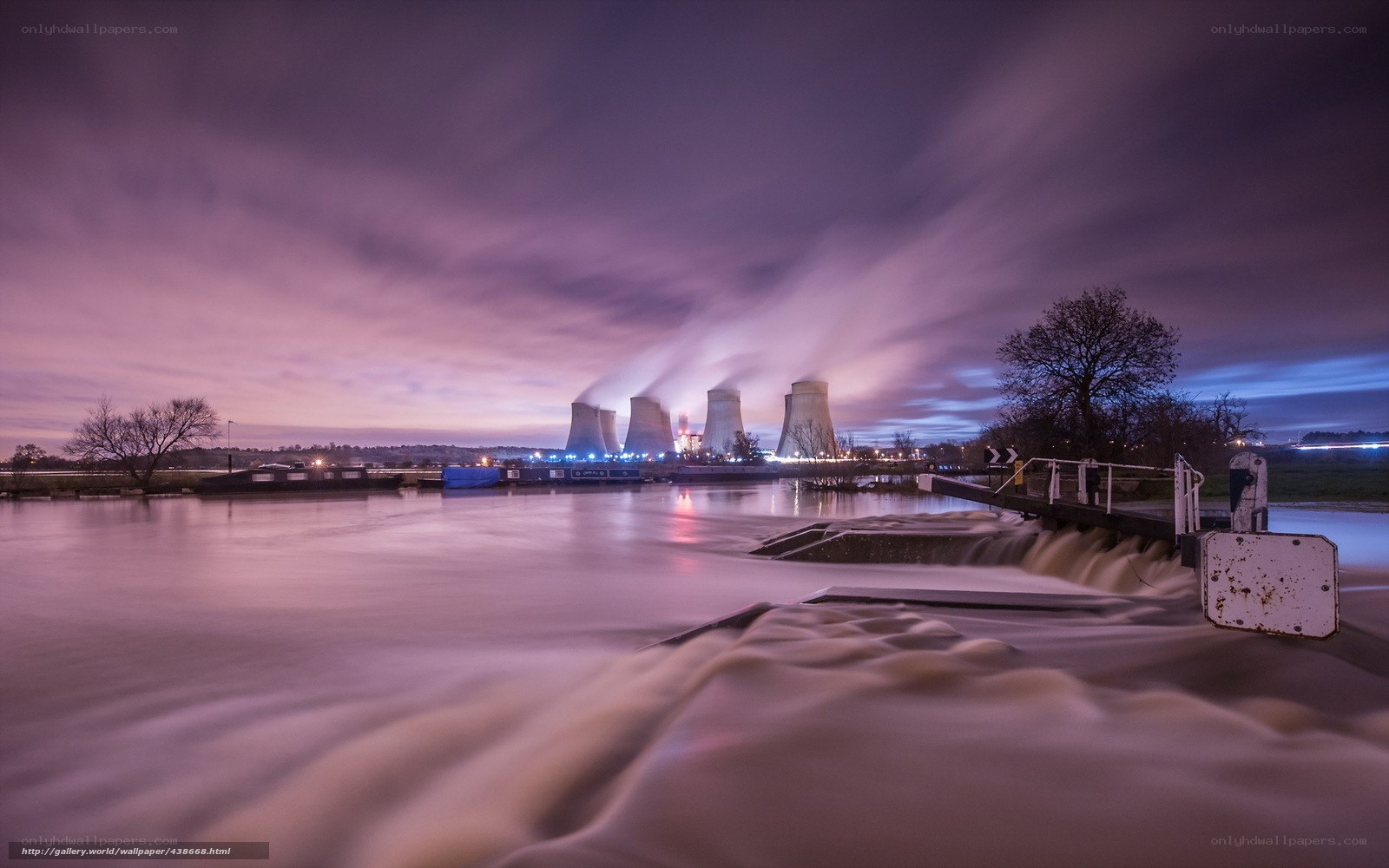 Nuclear power plant at dusk