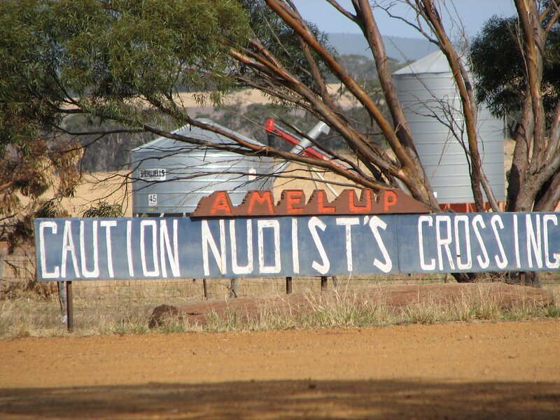 Nudist crossing sign in Australia