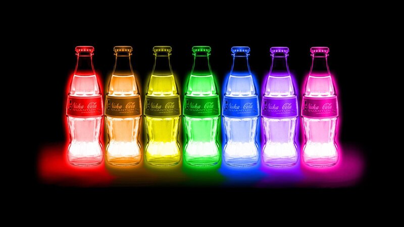 Nuka-Cola bottles in rainbow colors