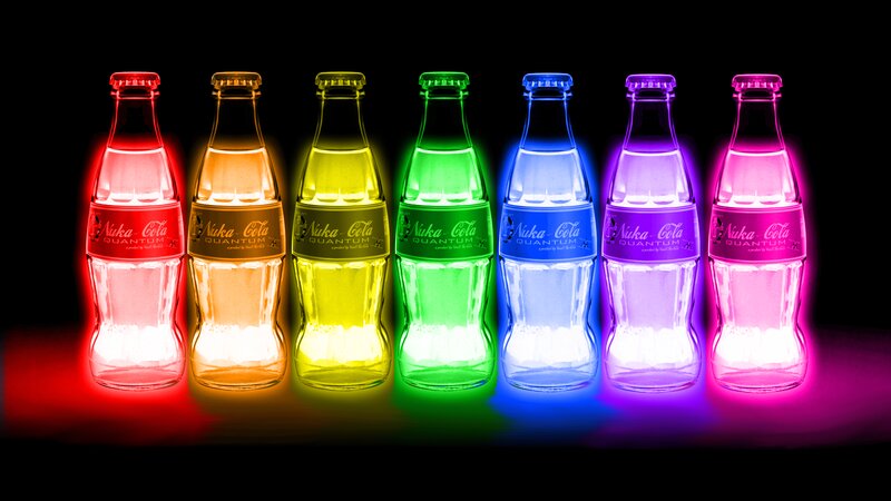 Nuka-Cola Bottles — Red, Dramatic, Digital Art