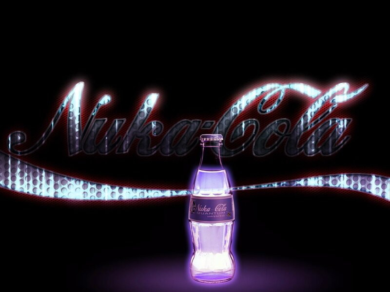 Nuka-Cola Quantum Bottle — Black, Dramatic, Night, Digital Art, Logo, Glow