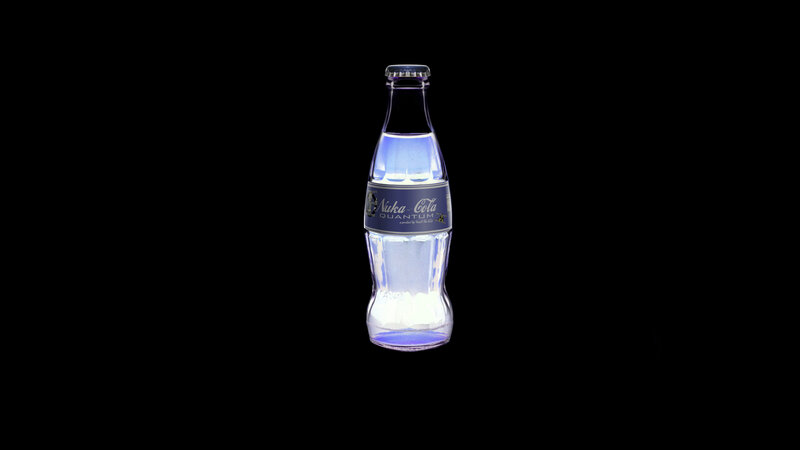 Nuka-Cola Quantum Bottle — Black, Dramatic, Photograph, Label