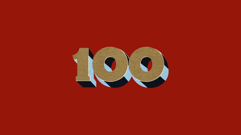 Number 100 on Red