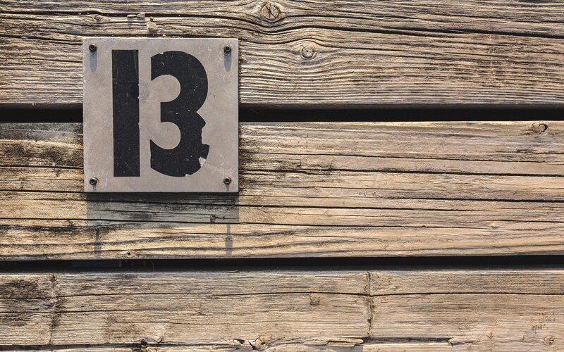Number 13 on Wood