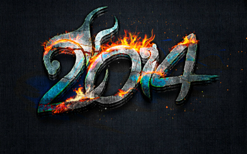 Number 2014 with Fire