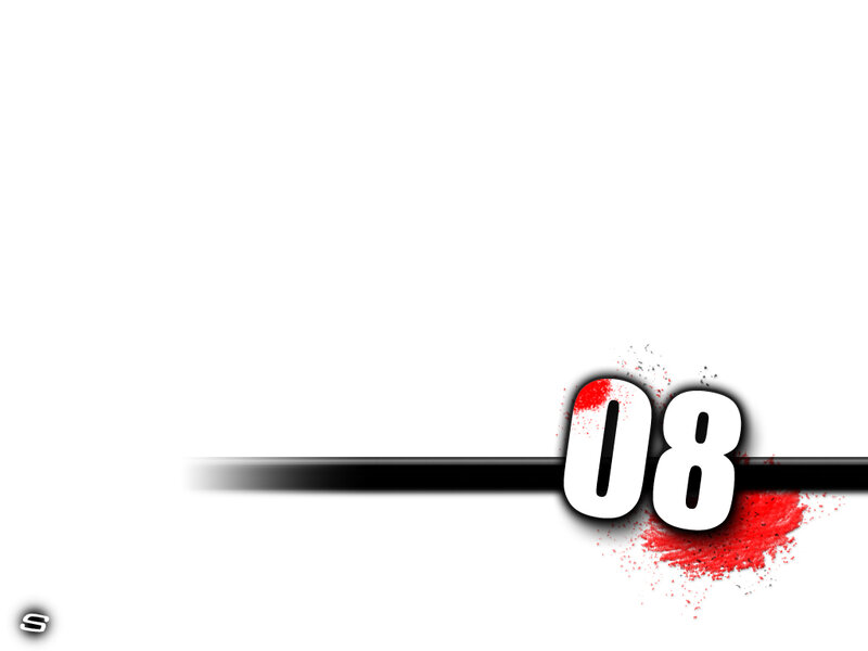 number eight with red splatter