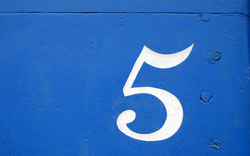 Number Five on Blue Wall — Neutral, Photograph