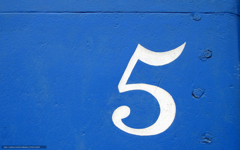 Number Five on Blue Wall — Neutral