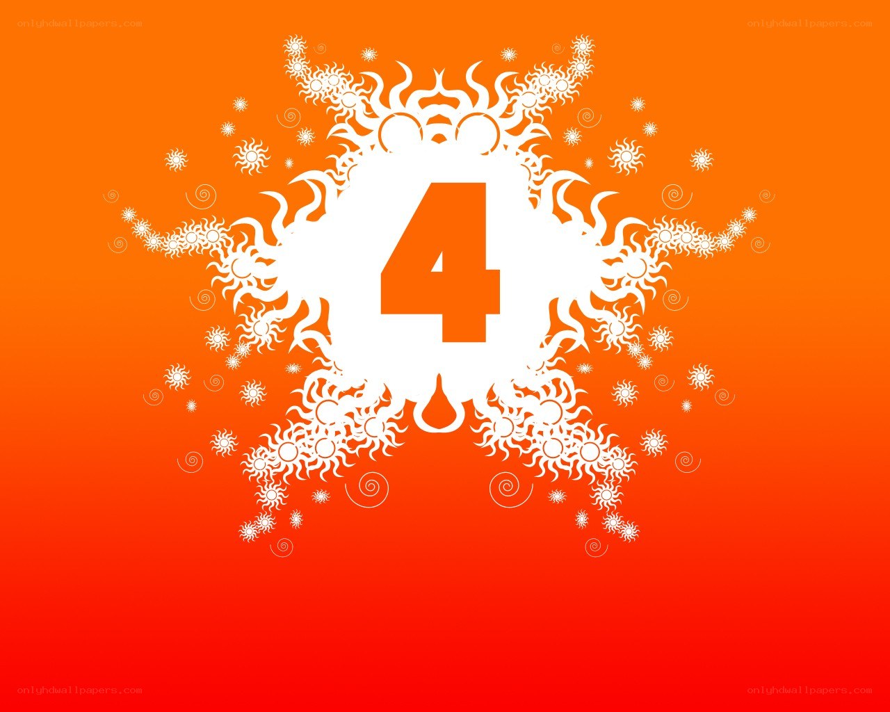 Number four with sunburst design