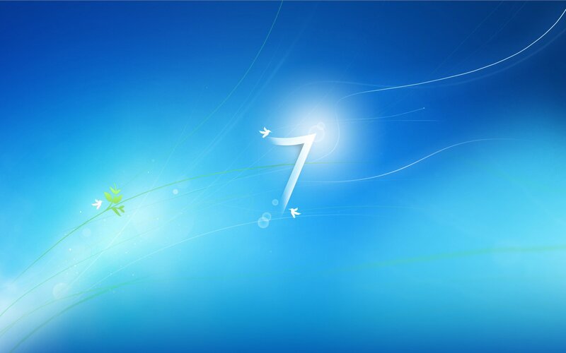 Number Seven Logo — Blue, Serene, Digital Art, Birds, Flowers