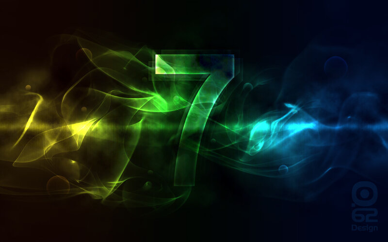 Number seven with colorful smoke