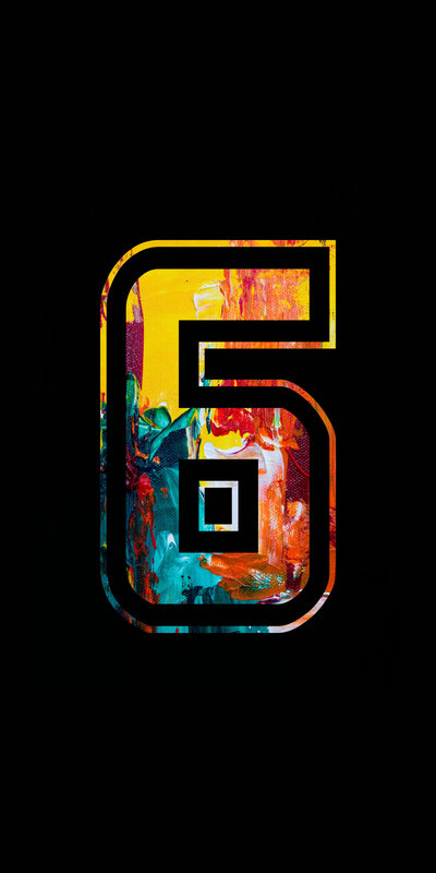 Number Six with Paint Texture