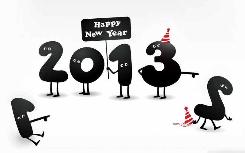 Numbers Celebrating New Year — Black, Festive, Vector Art, Sign