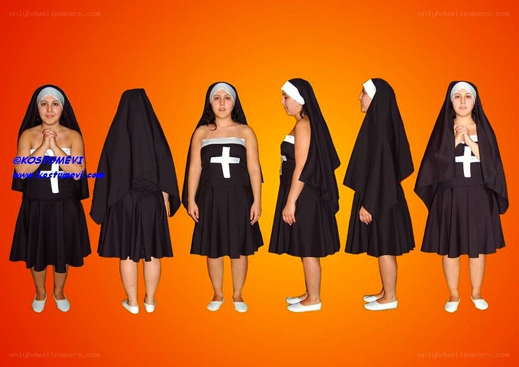 Nun costume from multiple angles