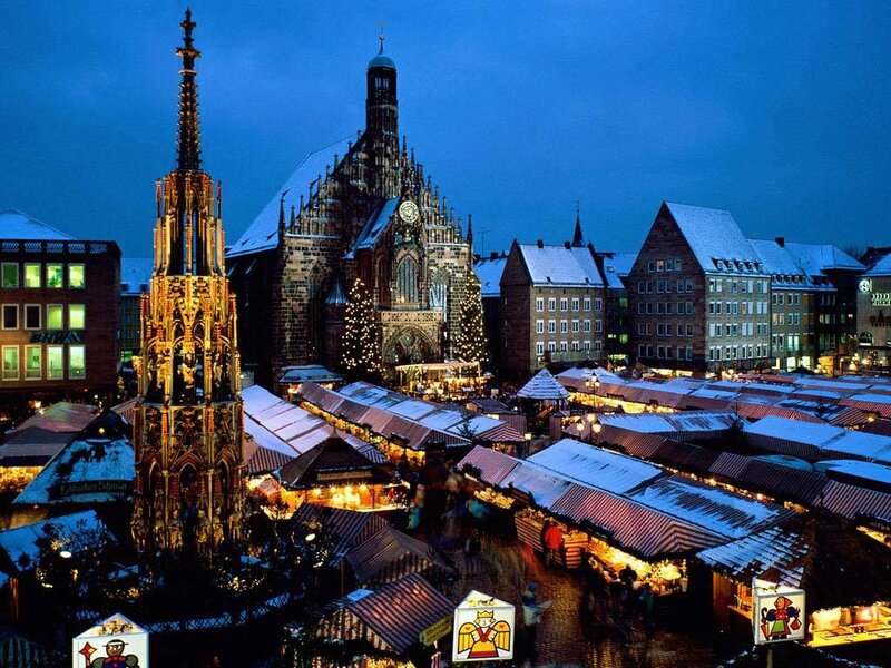 Nuremberg Christmas market at dusk