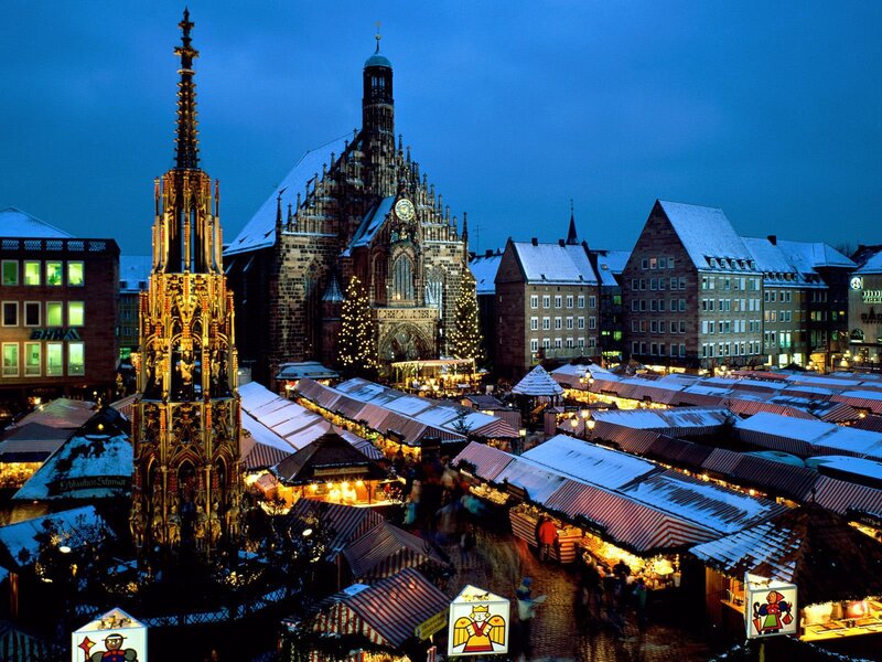 Nuremberg Christmas market at dusk