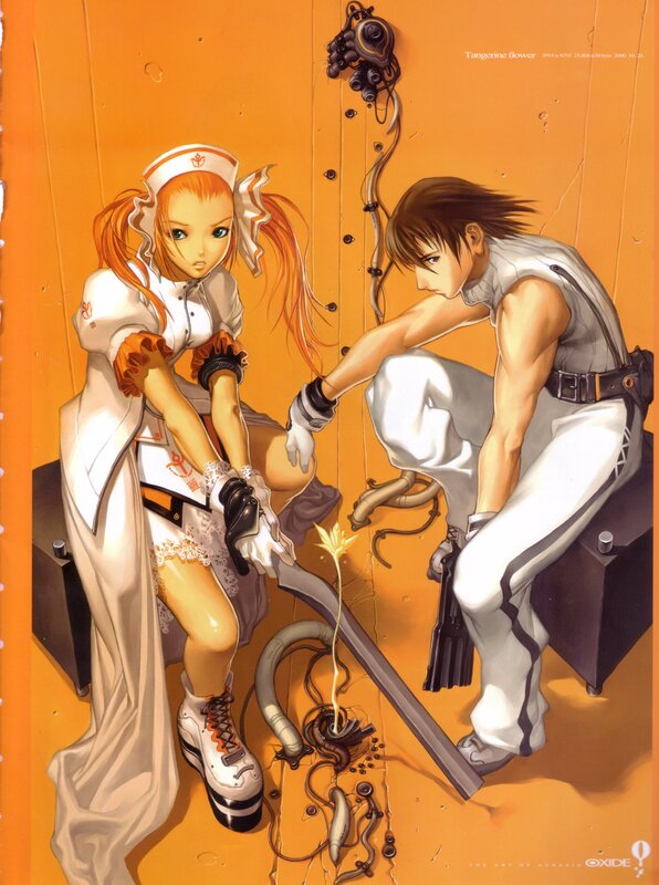 Nurse and soldier in a mechanical room