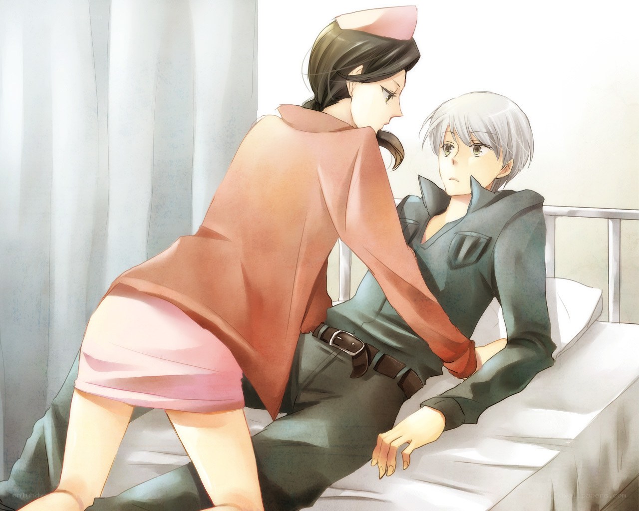 Nurse attending to patient