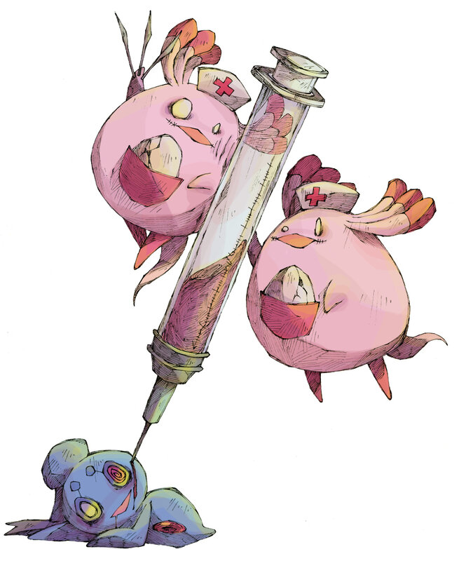 Nurse monsters with syringe