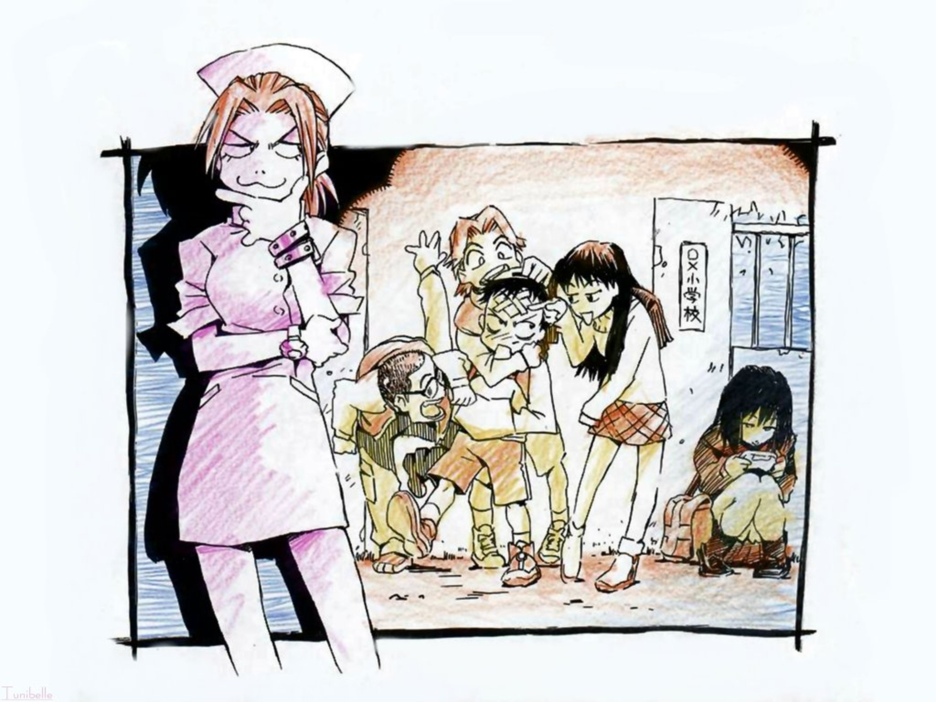 Nurse with children at school
