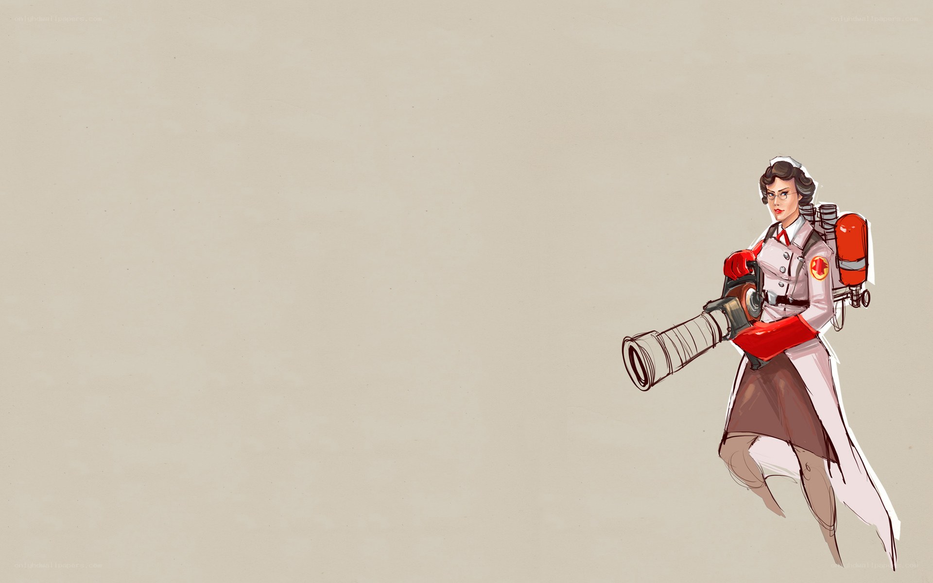 Nurse with flamethrower