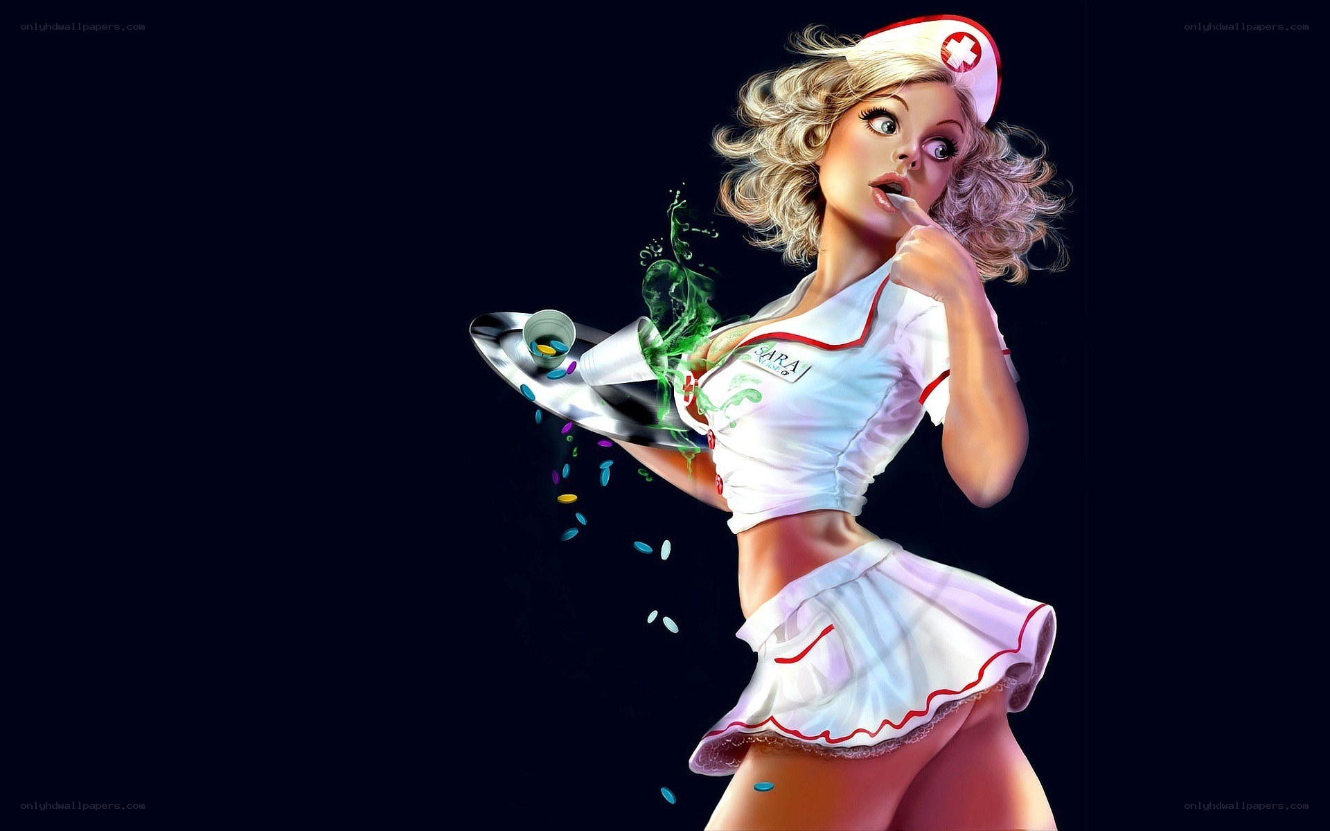 Nurse with pills and tray