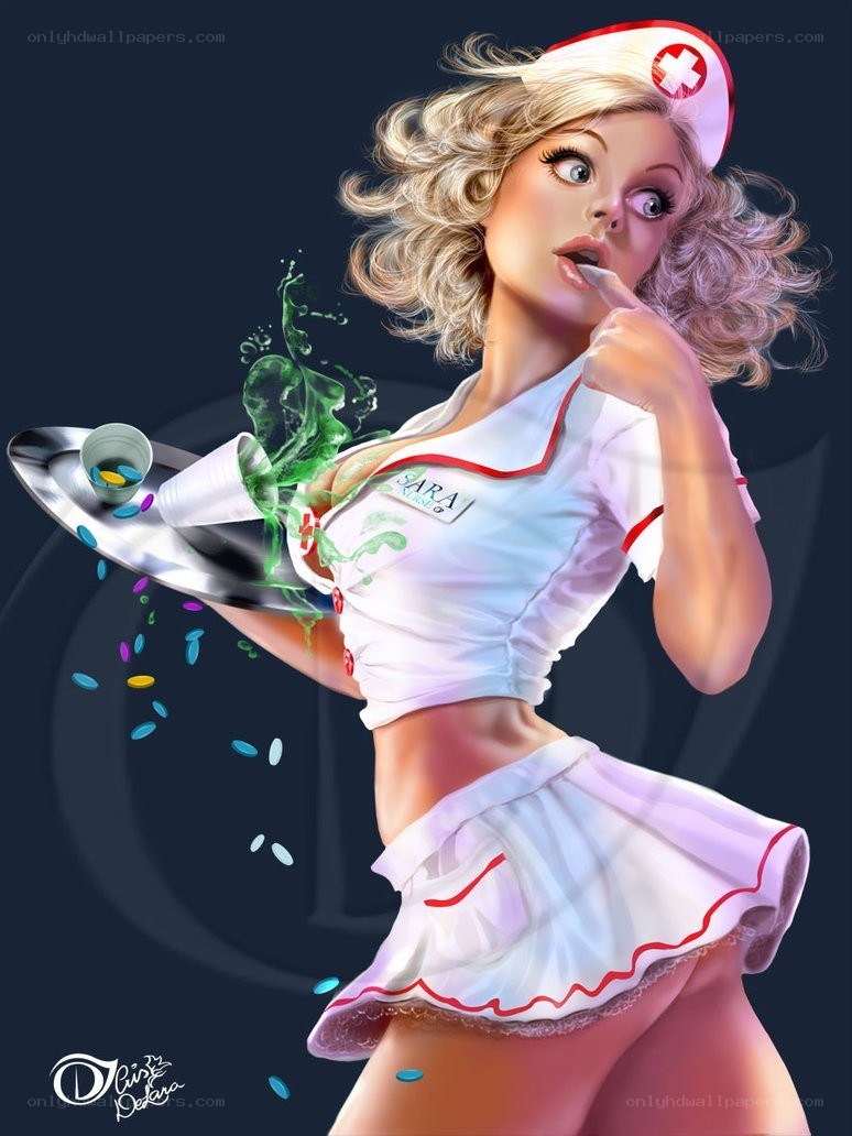 Nurse with tray and pills