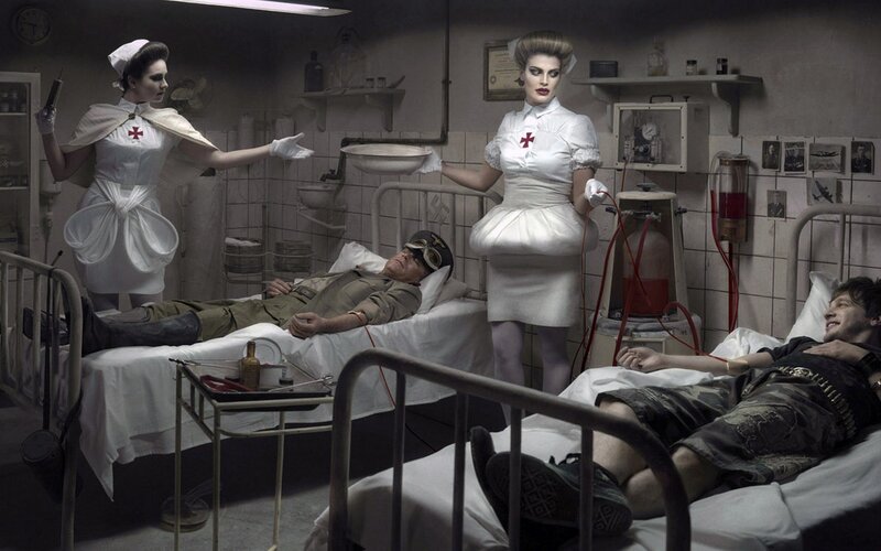 Nurses and patients in a hospital