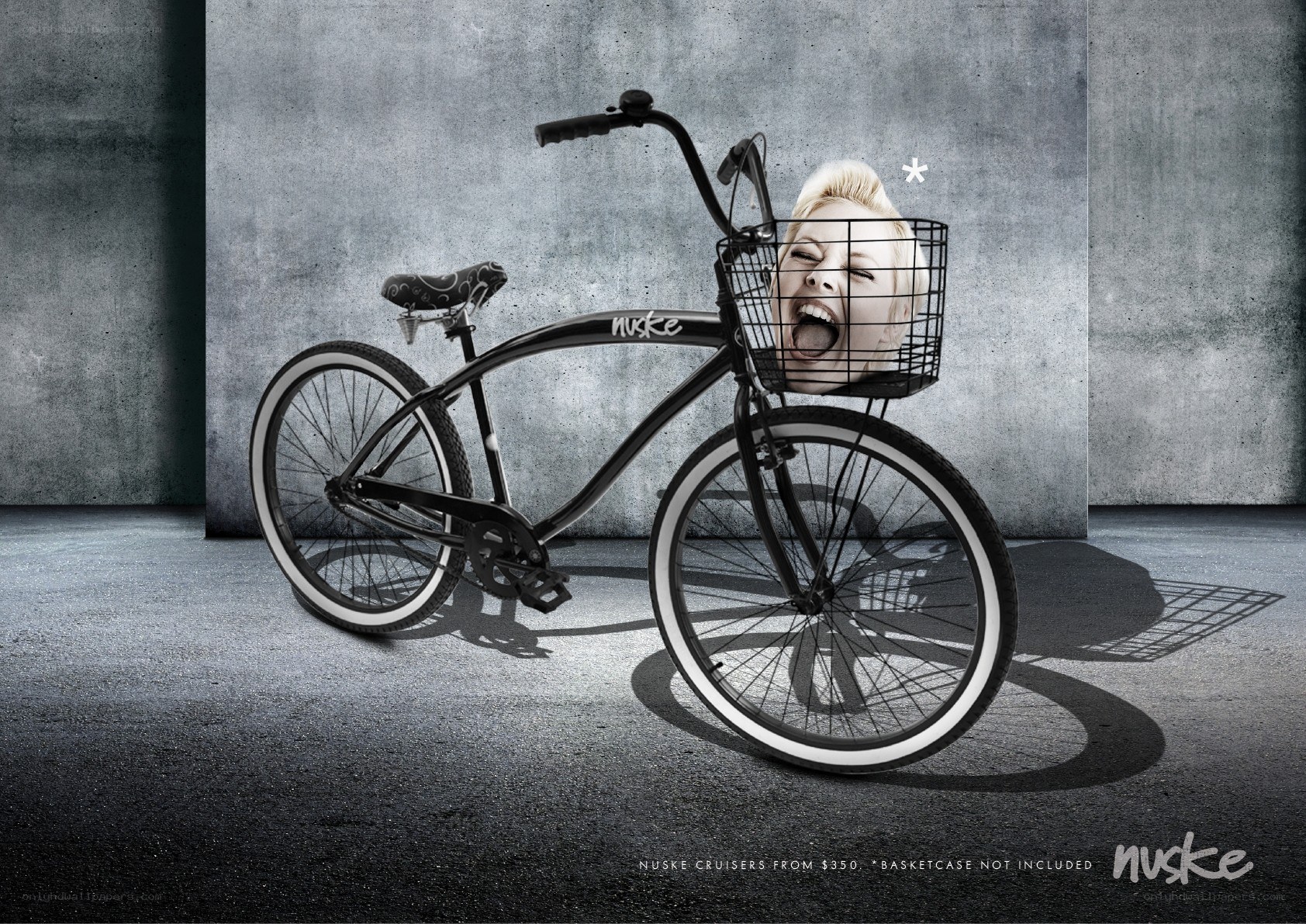 Nuske bicycle with head in basket