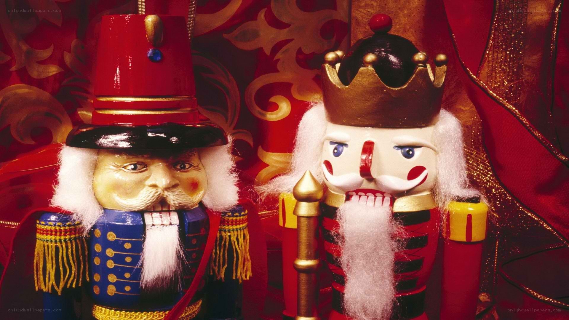 Nutcracker figurines in festive display