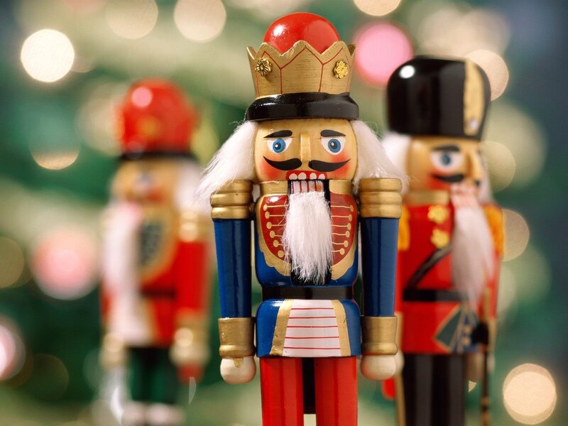 Nutcracker figurines in festive setting