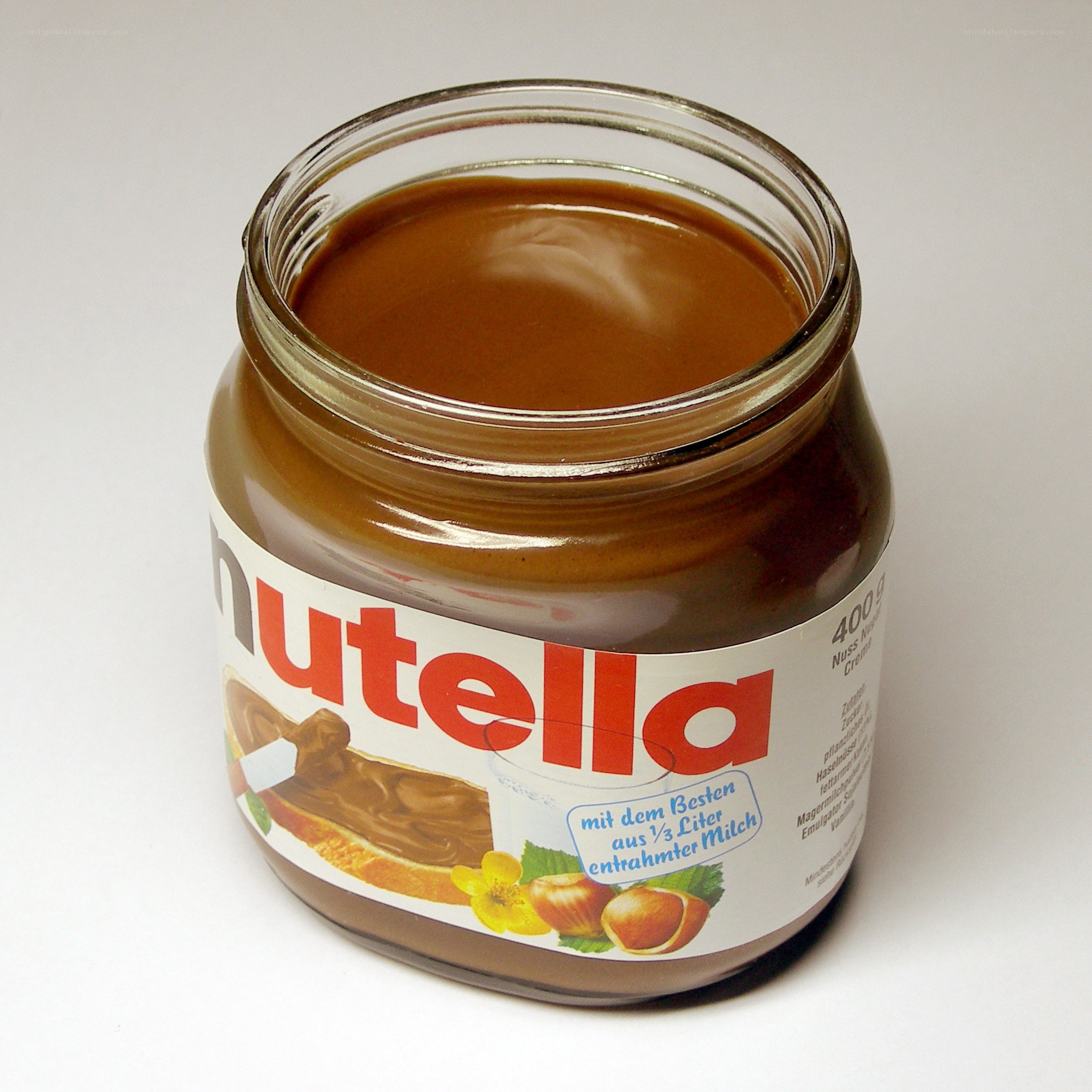 Nutella jar on white background