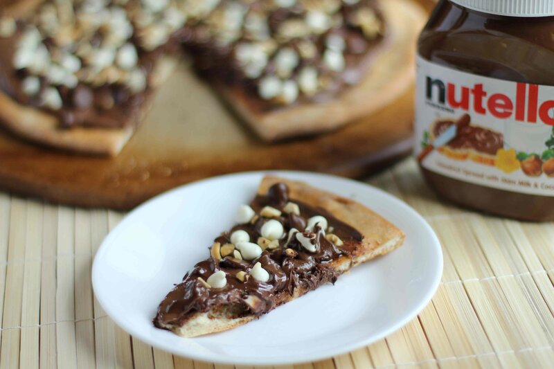 Nutella pizza slice on plate