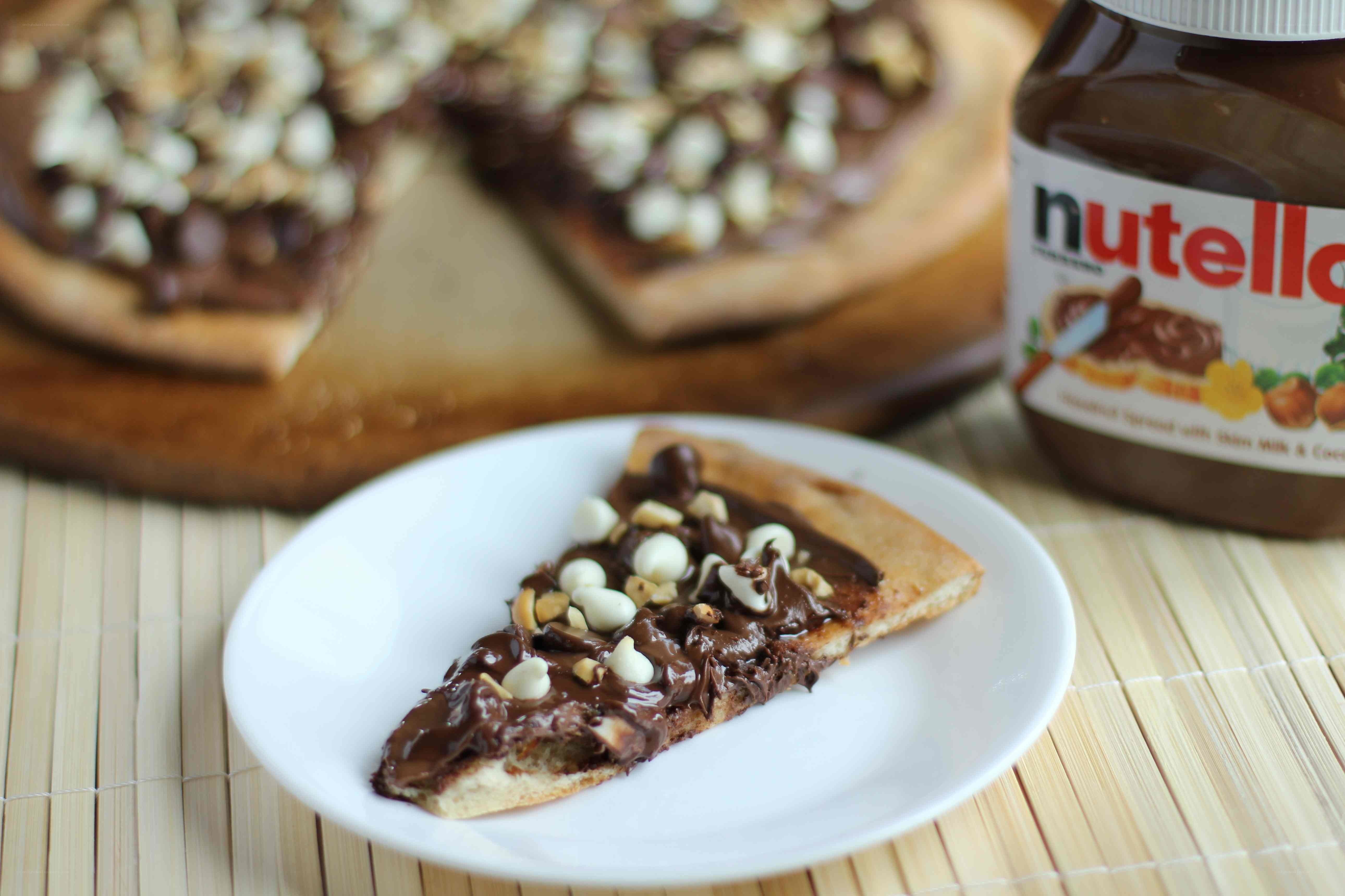 Nutella pizza slice on plate