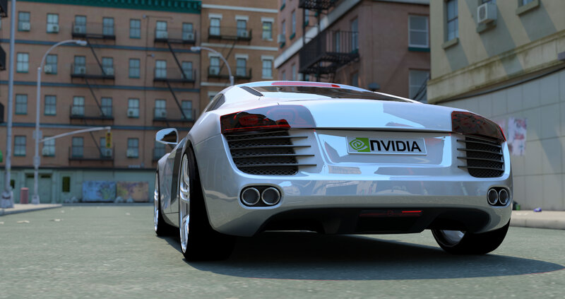 NVIDIA car in city street