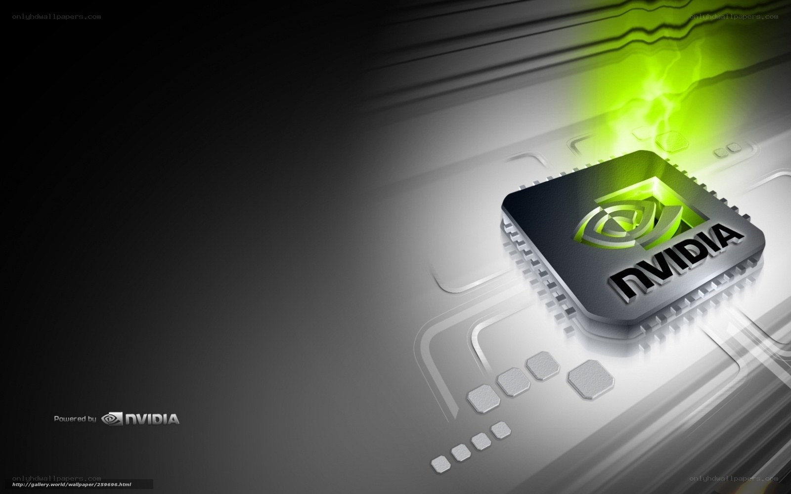 NVIDIA chip with green light