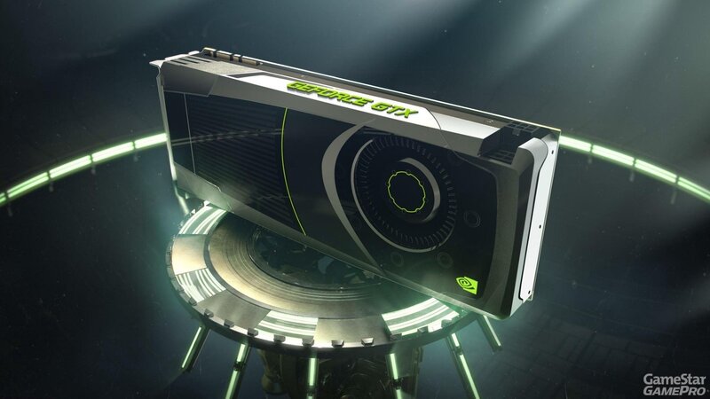 NVIDIA GeForce GTX Graphics Card — Black, Dramatic, 3d Render, Graphics Card, Circular Platform
