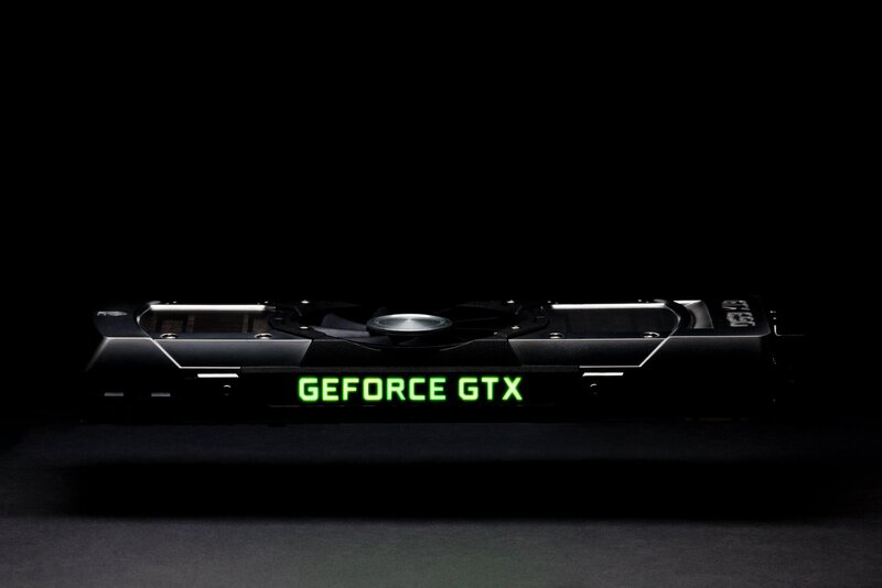 NVIDIA GeForce GTX Graphics Card — Black, Dramatic, Photograph, Fan, Green Lighting