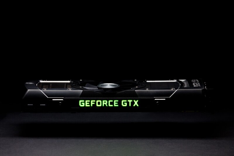 NVIDIA GeForce GTX Graphics Card — Black, Dramatic, Photograph, Fan, Logo