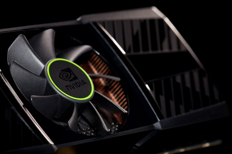 NVIDIA Graphics Card — Black, Dramatic, Photograph, Fan, Heat Sink, Copper Heat Pipes
