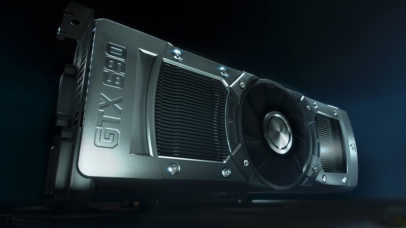 NVIDIA GTX 690 Graphics Card — Black, Dramatic, 3d Render, Fan